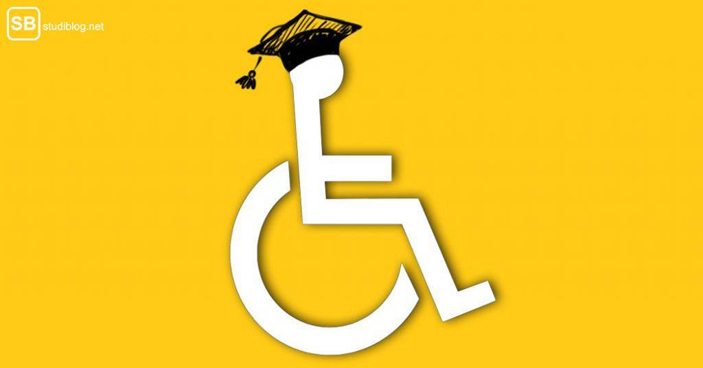 Studieren mit Behinderung: Rollstuhlfahrer-Symbol mit Absolventenhut